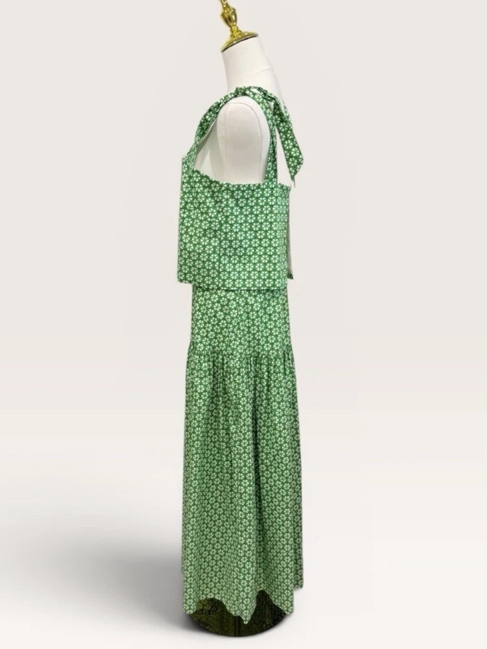 Antonio Melani Style by Simkins Charlotte Printed Poplin Top Skirt Set Green NWT - Picture 6 of 16